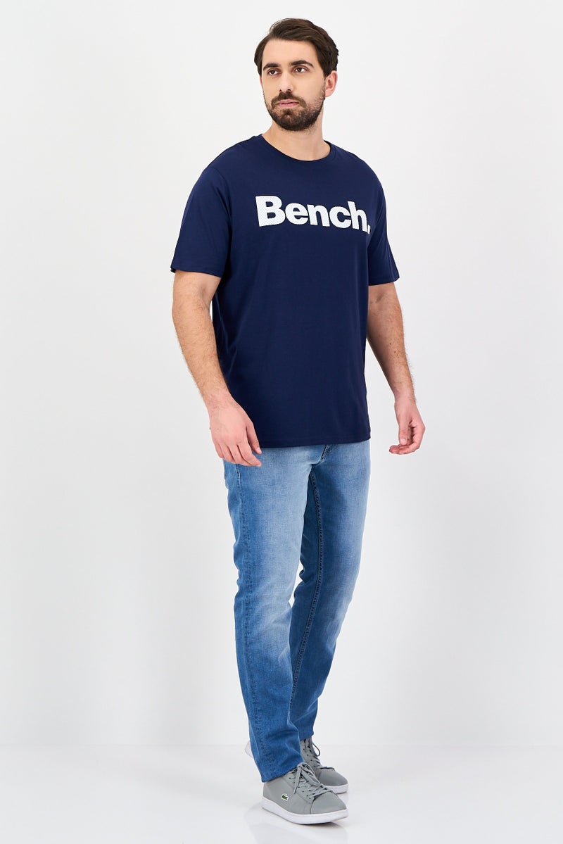 Bench Men Crew Neck Short Sleeve Brand Logo T-Shirt, Navy - Image 3